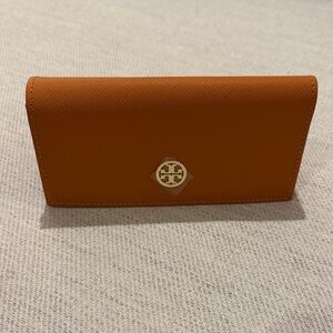 Tory Burch Orange Leather Sunglasses Case with Dust Pouch